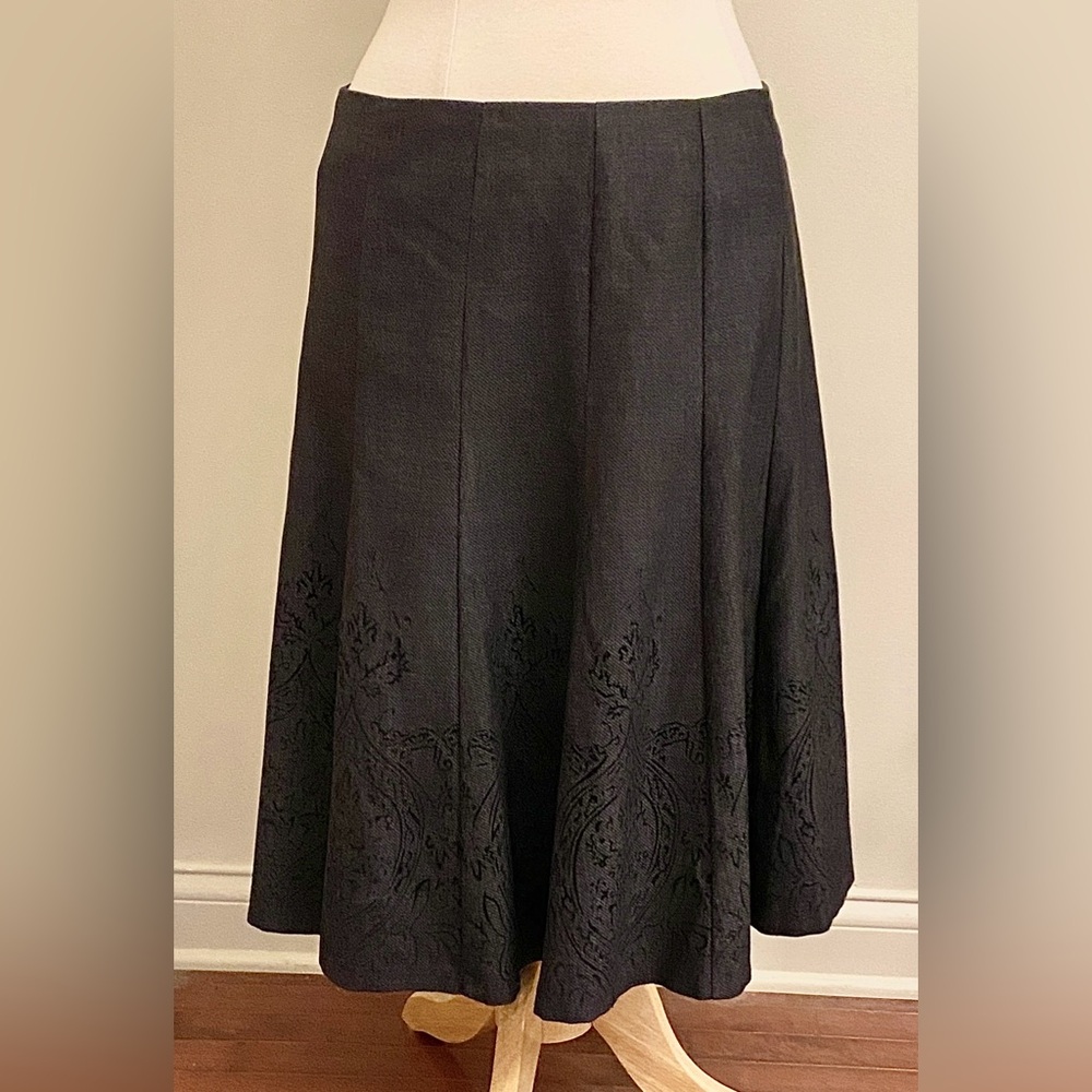 Covington Grey Black Velvet Print 10 Dark Academia Chic Officecore Paneled Skirt